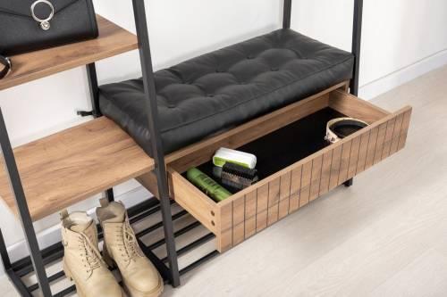 Прихожая Гранд 15.124 Дуб крафт табачный/к/з черный