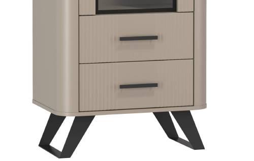 Шкаф-витрина 76.02 Фиделия Серый камень/Мрамор черный