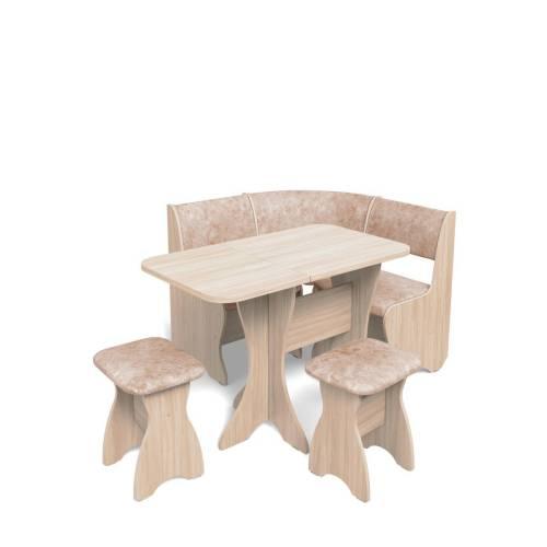 Кухонный набор Тюльпан-мини / ясень светлый / велюр Латте