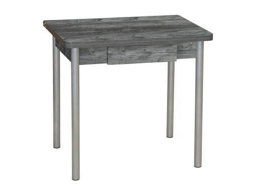 Стол обеденный ЭКО 80*60 с ящиком / Сосна пасадена /Опора № 2-круглая серебристый металлик