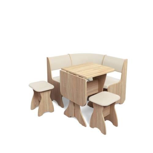 Кухонный набор Тюльпан-мини / дуб сонома / экокожа КРЕМ