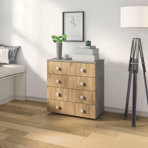 Комод Лофт-5 / Ателье светлое / Дуб Крафт Золотой