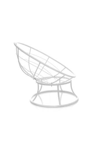 Кресло ПАПАСАН мини без ротанга белое, коричневая подушка