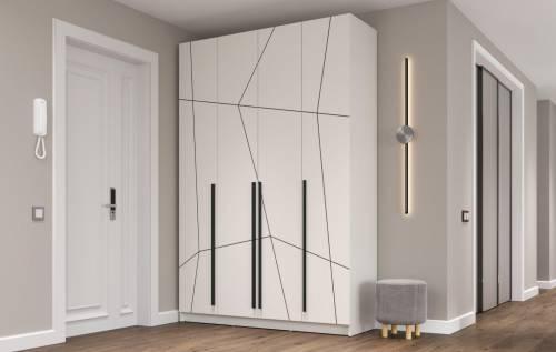 Шкаф для одежды 67.13 "Брандо" (4-х дв.) МДФ ГЕОМЕТРИЯ Белый