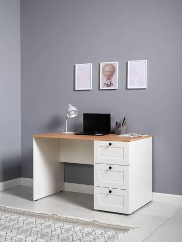 Стол письменный Остин 12.159, Белый PE шагрень/Дуб Золотой Крафт