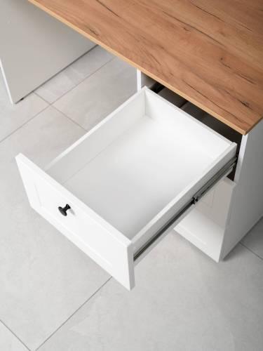 Стол письменный Остин 12.159, Белый PE шагрень/Дуб Золотой Крафт