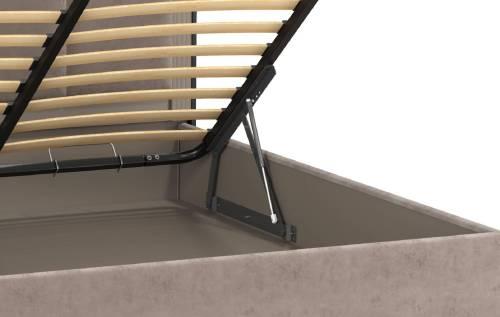 Кровать двойная 76.14 Фиделия ПМ (ш.1600) Серый камень/Мрамор черный/Велюр тенерифе хумус