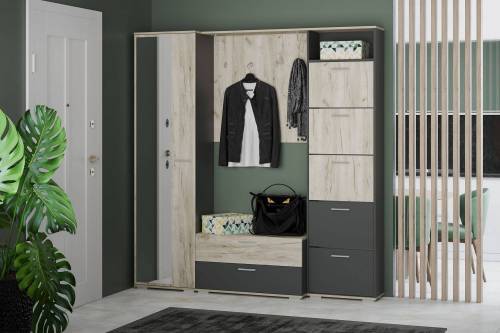 Прихожая Санти-2 Антрацит/Дуб крафт серый