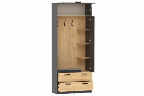 НМ 014.64 Оттавия Шкаф комбинированный Антрацит/дуб крафт золотой