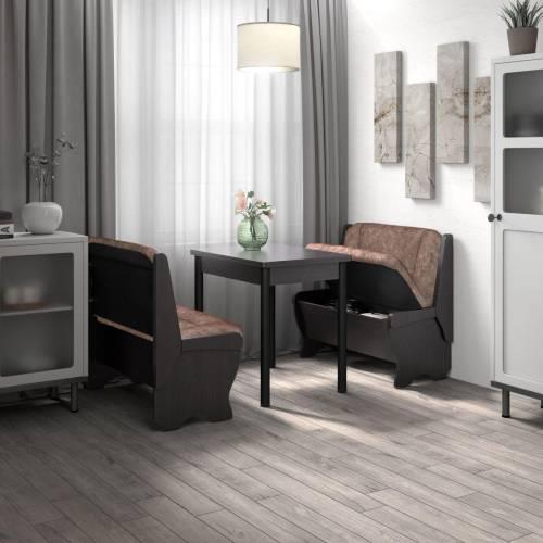 Кухонный набор Лотос ( Лотос 950 2 шт. + стол Ирис / черные опоры)  Венге / Велюр Коньяк