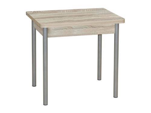 Стол обеденный ЭКО 80*60 / Дуб сонома/Опора № 2- круглая серебристый металлик