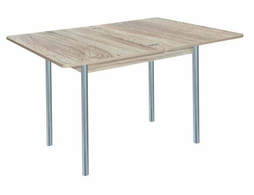 Стол обеденный раскладной СИМПЛ  / Дуб сонома/Опора № 2- круглая серебристый металлик