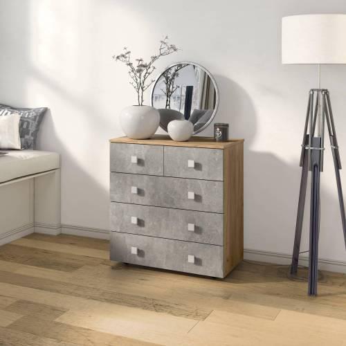 Комод Лофт-5 / Дуб Крафт Золотой / Ателье светлое