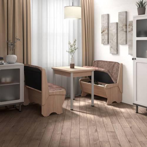 Кухонный набор Лотос ( Лотос 950 2 шт. + стол Ирис / черные опоры)  Дуб Сонома / Велюр Коньяк