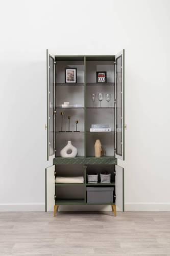 Шкаф-витрина Марион 16.397.02, Дымчатый Зеленый/Олива шагрень