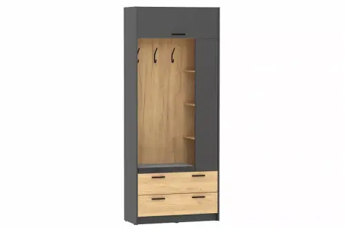 НМ 014.64 Оттавия Шкаф комбинированный Антрацит/дуб крафт золотой