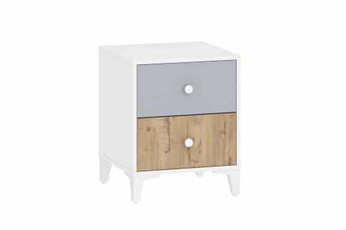 Тумба прикроватная НМ 041.11 Морти Дуб Бунратти/белый/серый