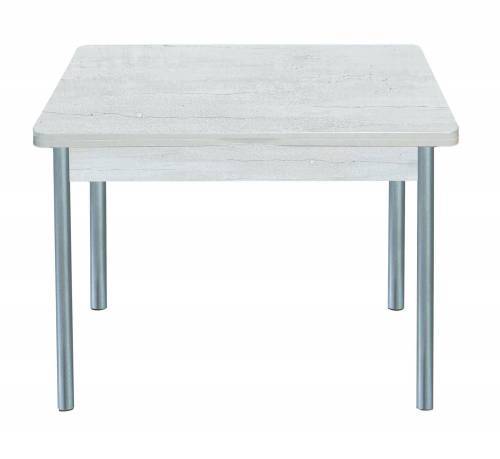 Стол обеденный раскладной СИМПЛ  / Бетон пайн белый /Опора № 2-круглая серебристый металлик