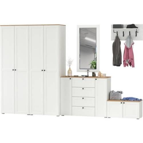 Прихожая Остин №67 Белый шагрень/дуб золотой