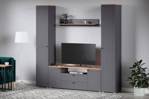 Остин Шкаф-пенал 13.227 графит/дуб золотой