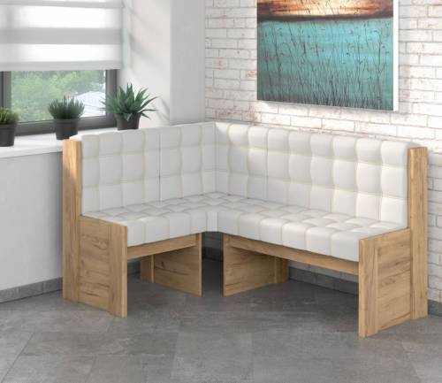 Угловая скамья Квадро дуб крафт золотой/милк