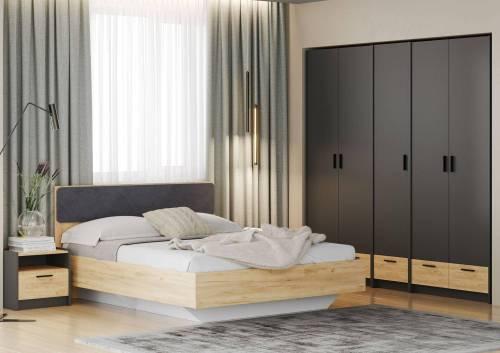 Спальня Оттавия 7 / Антрацит / Дуб Крафт Золотой