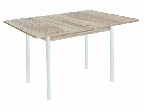 Стол обеденный раскладной СИМПЛ  / Дуб сонома/Опора № 2-круглая муар белый