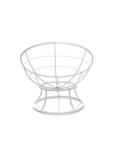 Кресло ПАПАСАН мини без ротанга белое, коричневая подушка