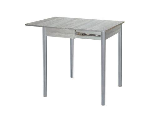 Стол обеденный Глайдер / Ясень шимо светлый /Опора № 2-круглая серебристый металлик