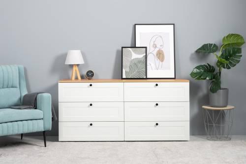 Комод Остин 16.240, Белый PE шагрень/Дуб Золотой Крафт