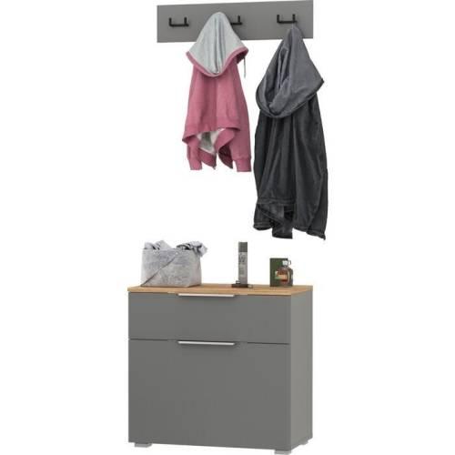 Прихожая Октава 11 Графит серый/Дуб золотой