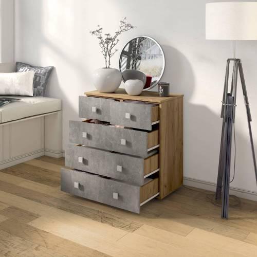 Комод Лофт-5 / Дуб Крафт Золотой / Ателье светлое