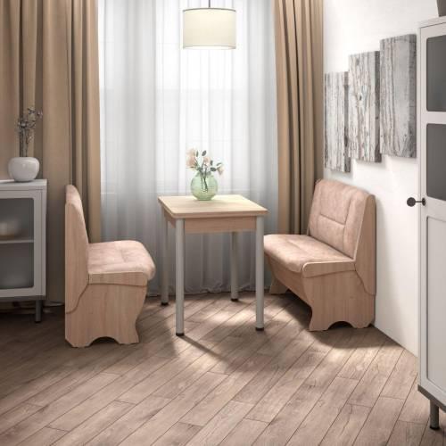 Кухонный набор Лотос ( Лотос 950 2 шт. + стол Ирис / черные опоры)  Дуб Сонома / Велюр Латте