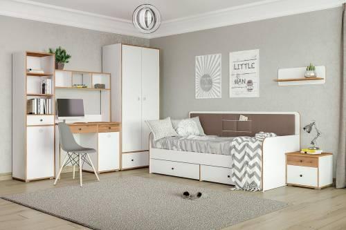 Вуди Стол письменный 12.42 белый/дуб золотой