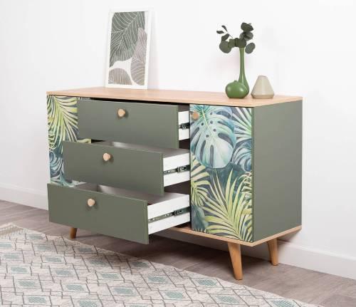 Комод Маттиас 16.245, Дымчатый Зеленый/Гикори Рокфорд Натуральный