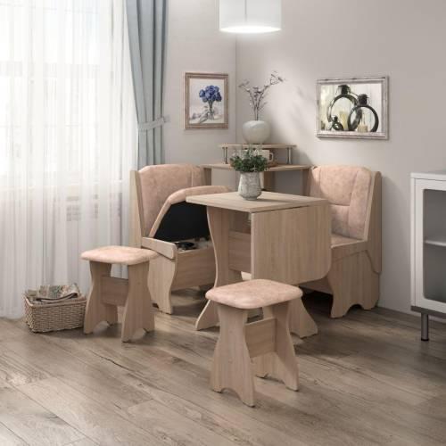 Скамья Лотос 550 / Дуб Сонома / Велюр Латте