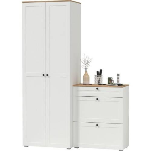 Прихожая Остин №22 Белый шагрень/дуб золотой