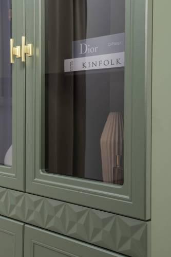 Шкаф-витрина Марион 16.397.02, Дымчатый Зеленый/Олива шагрень