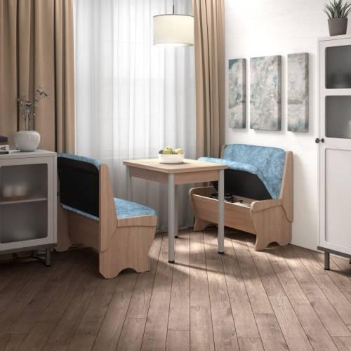 Кухонный набор Лотос ( Лотос 950 2 шт. + стол Ирис / черные опоры)  Дуб Сонома / Велюр Лагуна