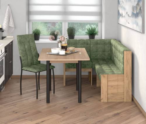 Угловая скамья Квадро дуб крафт золотой/ Мохито