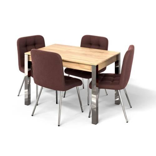 Стол Милан-1 / Дуб Крафт Золотой / Хром