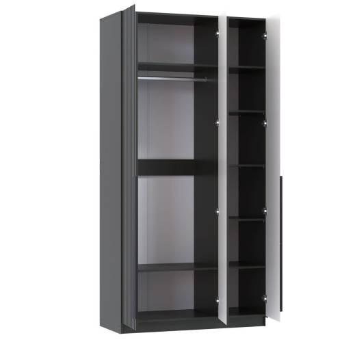 Шкаф для одежды 67.12 "Брандо" (3-х дв.) (диамант серый/фасад МДФ с ПВХ графит) (2400)