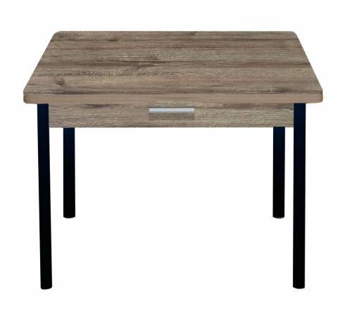 Стол обеденный СИМПЛ с ящиком  / Дуб веллингтон / Опора № 2-круглая муар черный