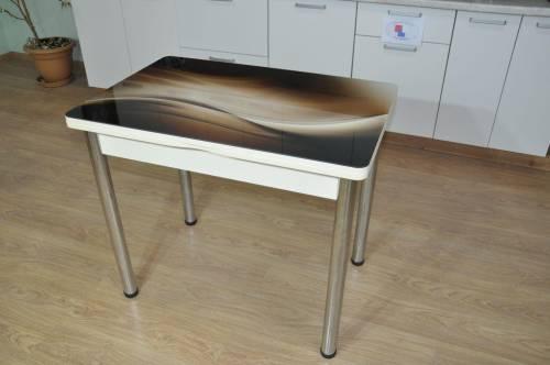 Стол обеденный поворотно раскладной фотопечать Симпл / Каприз/ опора Хром