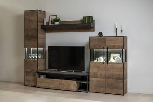 Трувор шкаф-пенал с витриной 13.205 Дуб Гранж Песочный/Интра