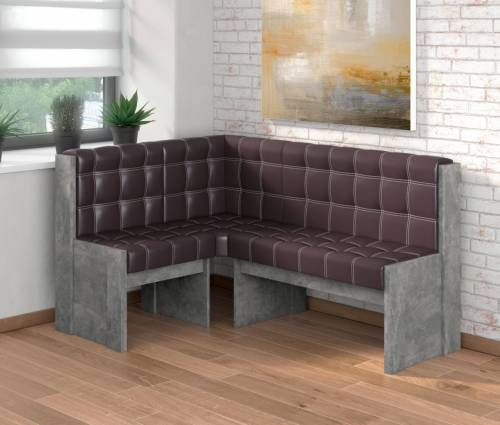 Угловая скамья Квадро бетон ателье/ Умбер