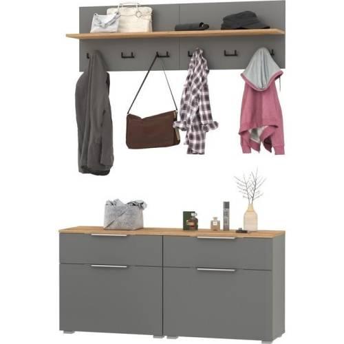 Прихожая Октава 21 Графит серый/Дуб золотой