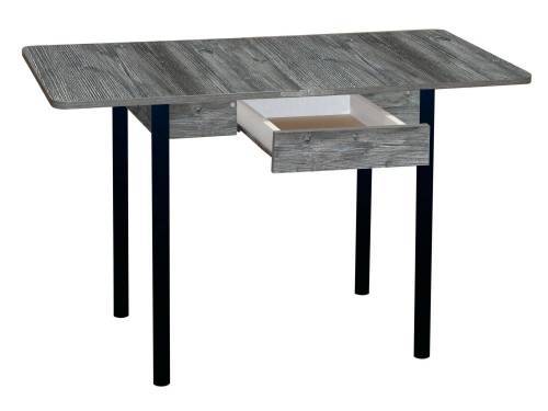 Стол обеденный ЭКО 80*60 с ящиком / Сосна пасадена /Опора № 2-круглая муар черный