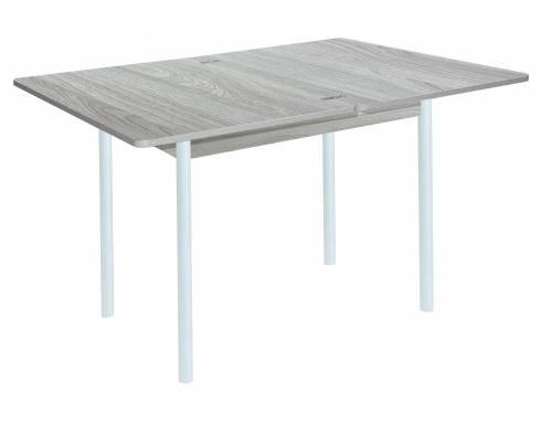 Стол обеденный раскладной СИМПЛ  / Ясень шимо светлый /Опора № 2-круглая муар белый