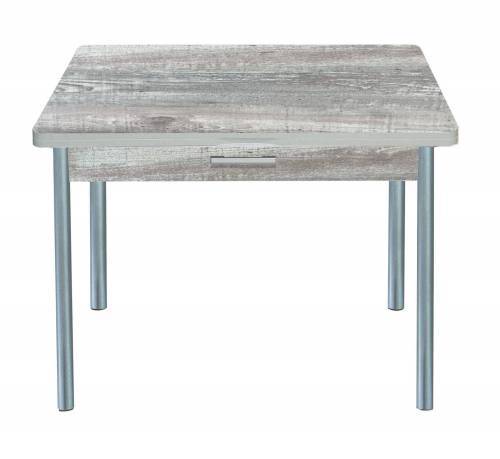 Стол обеденный СИМПЛ с ящиком  / Бетон пайн темный /Опора № 2-круглая серебристый металлик